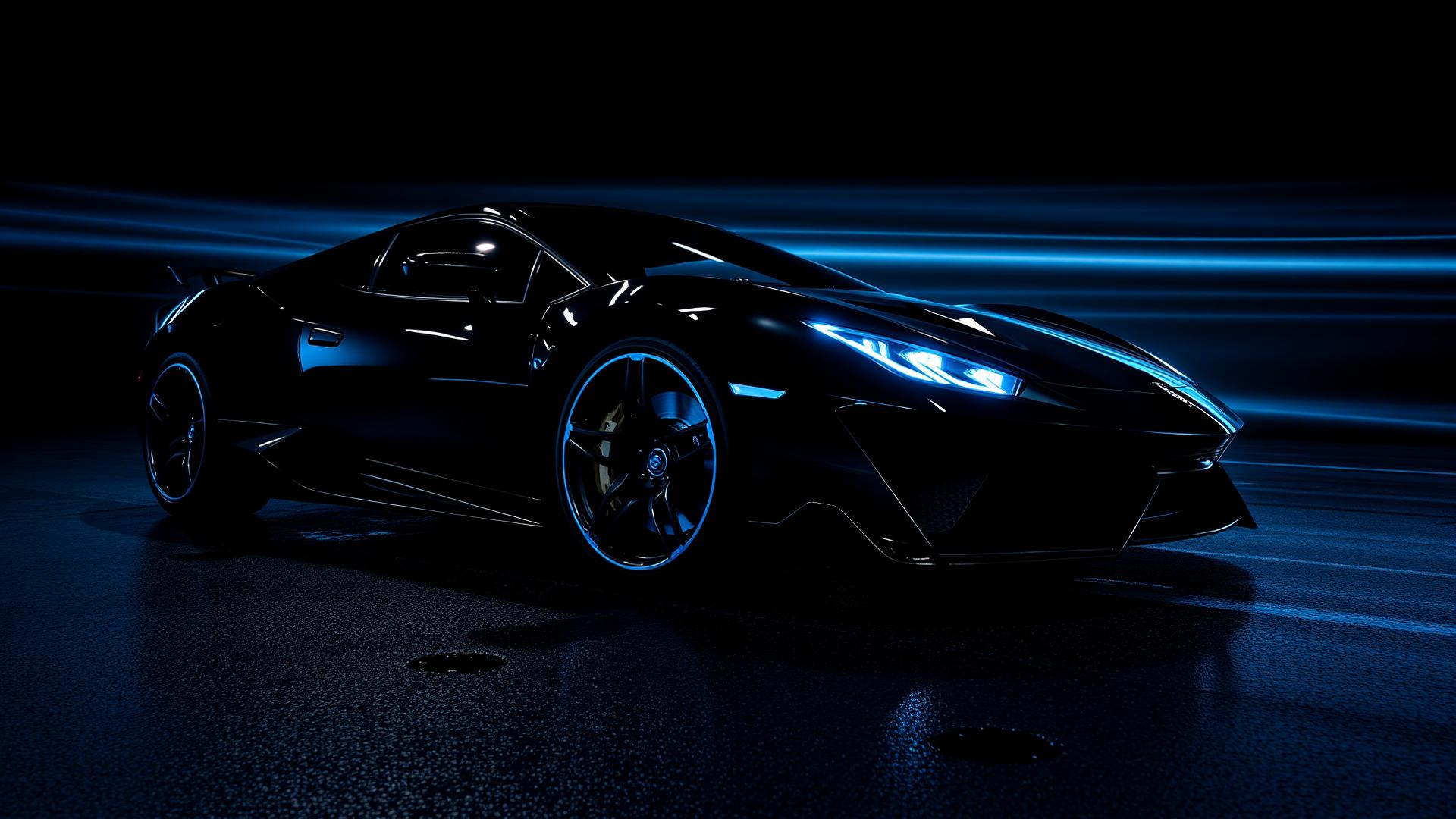 Glossy black performance car